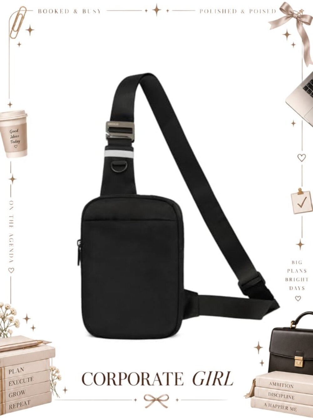 RFID Blocking Anti-Theft Crossbody Sling Bag Polyester